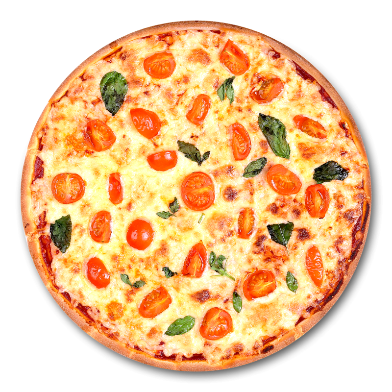 Pizza reaby. Пицца помидоры черри, моцарелла, базилик..